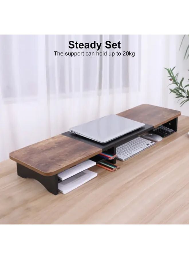 Wooden Dual Monitor Stand Riser for Home Office Computer Desk - Image 1